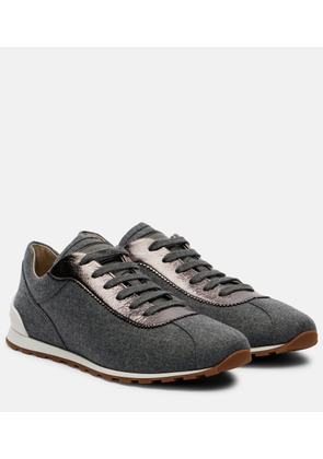 Brunello Cucinelli Leather-trimmed felt sneakers