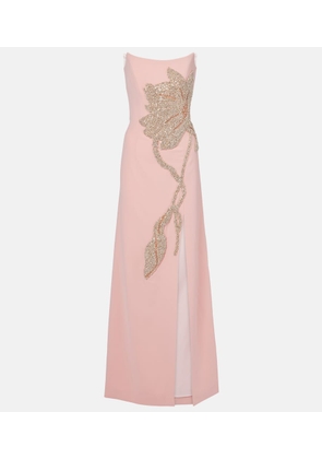 Costarellos Fara floral-applique crepe gown