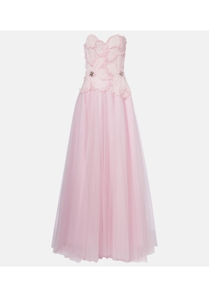 Costarellos Edra embellished tulle bustier gown