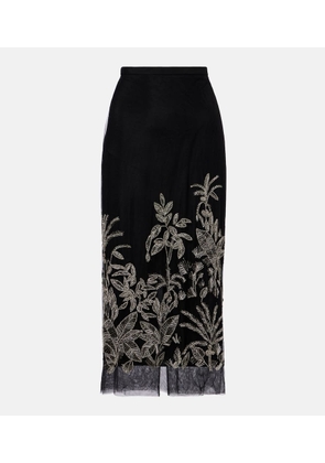 Costarellos Leyla beaded tulle midi skirt