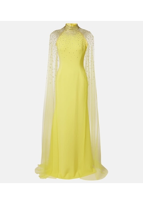 Jenny Packham Limelight caped embellished gown