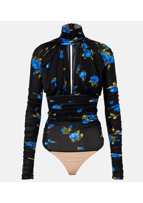 Blumarine Cutout floral jersey bodysuit