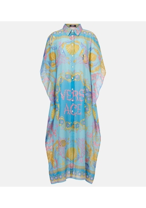 Versace Underwater Barocco cotton and silk beach cover-up