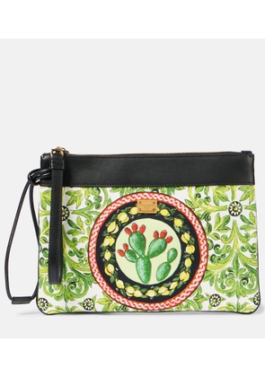 Dolce&Gabbana Printed leather-trimmed canvas pouch