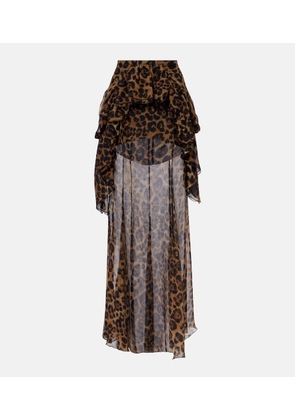 Blumarine Leopard-print silk crepon maxi skirt