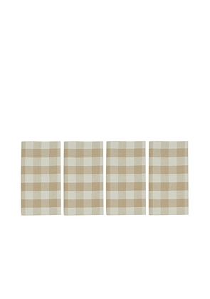 HAWKINS NEW YORK Essential Gingham Napkins Set Of 4 in Ivory & Flax - Ivory. Size all.