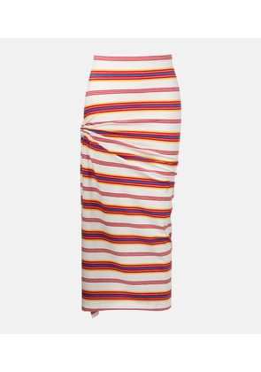 Rabanne Gathered striped cotton-blend maxi skirt