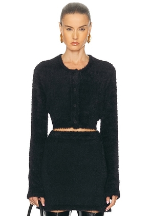 Helmut Lang Cropped Eyelash Cardigan in Black - Black. Size L (also in XS).