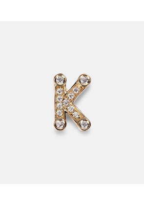 Sophie Bille Brahe Initial Petite 18kt gold single earring with diamonds
