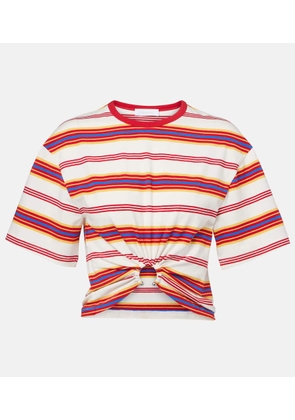 Rabanne Gathered striped cotton-blend T-shirt