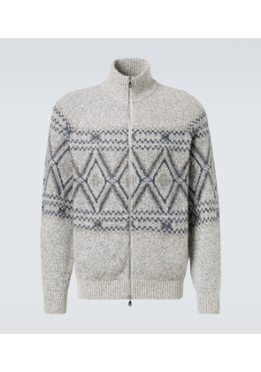 Brunello Cucinelli Argyle wool, silk and cashmere cardigan