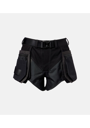 Mugler Belted low-rise cotton cargo shorts