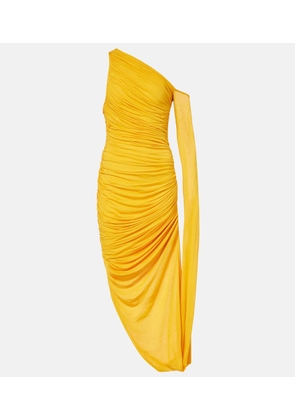 Mugler Draped one-shoulder jersey maxi dress