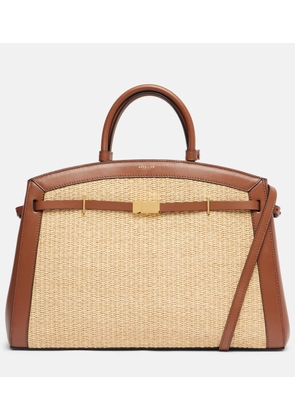 DeMellier Hudson leather-trimmed raffia tote bag
