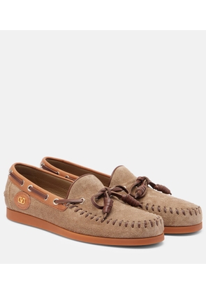 Valentino Garavani Palm Avenue VLogo suede boat shoes