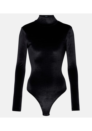 Mugler Turtleneck velvet bodysuit
