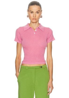 Guest In Residence Shrunken Polo Top in Rose - Pink. Size L (also in M, S, XL, XS).