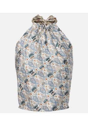 Loro Piana Annet printed halterneck silk top