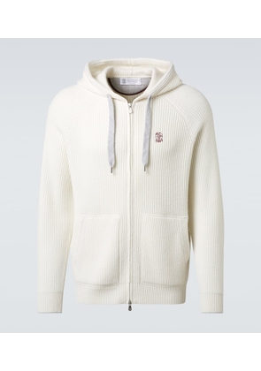 Brunello Cucinelli Ribbed-knit cashmere zip-up hoodie