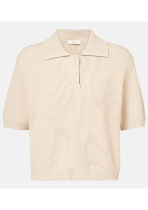 Vince Ribbed-knit silk and cotton polo shirt