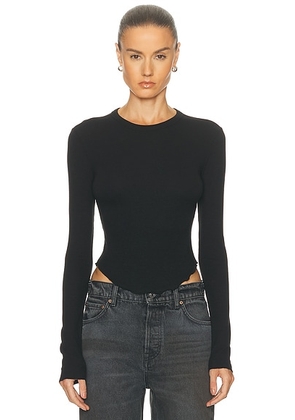 GRLFRND Scoop Hem Long Sleeve Tee in black - Black. Size L (also in S, XXS, XL).