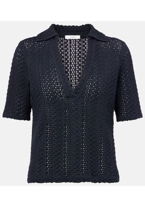 Vince Open-knit cotton polo shirt