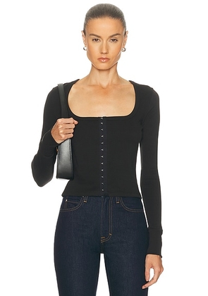 GRLFRND Hook & Eye Long Sleeve Tee in Black - Black. Size L (also in S, XXS, XS, M, XL).