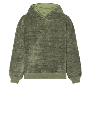 ISA BOULDER Boucle Hoodie in Taupe - Green. Size M (also in S, XL/1X).