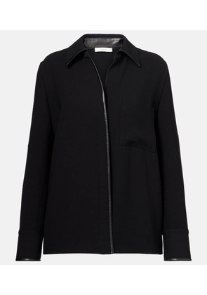 Vince Faux leather-trimmed shirt