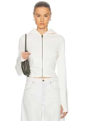 GRLFRND Shrunken Zip Hoodie in Bone - Ivory. Size L (also in S, XXS, XS, M, XL).