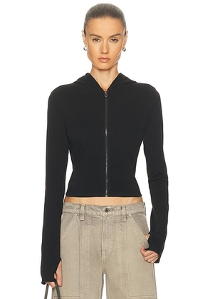 GRLFRND Shrunken Zip Hoodie in Black - Black. Size L (also in S, XXS, XS, M, XL).