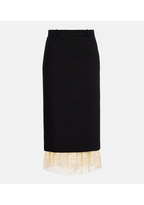 Balenciaga Wool lace-trimmed midi skirt