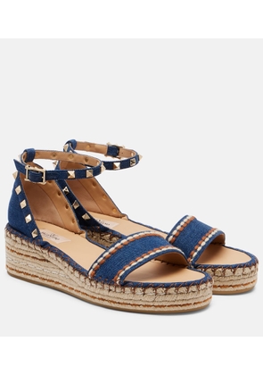 Valentino Garavani Rockstud Double denim espadrille sandals