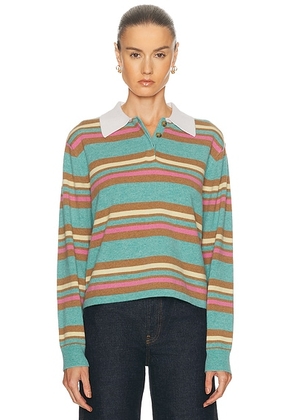 Guest In Residence Cropped Stripe Rugby Sweater in Glacier Combo - Blue. Size L (also in XS, S, M).