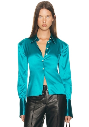 Helsa The Silk Charmeuse Shirt in Cerulean Blue - Blue. Size L (also in M, S, XS, XXS).