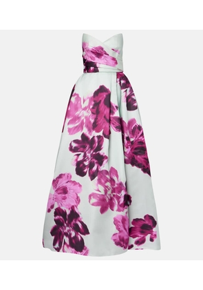 Monique Lhuillier Floral silk gazar gown