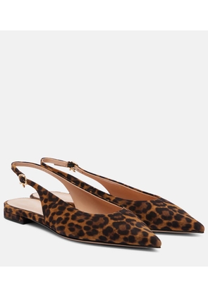 Gianvito Rossi Robbie leopard-print suede slingback flats