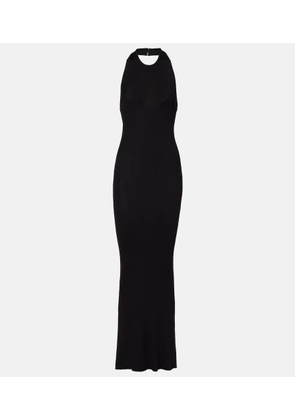 Nili Lotan Ribbed-knit halterneck maxi dress