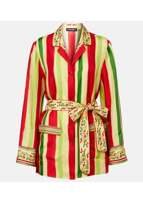 Dolce&Gabbana Belted striped silk shirt