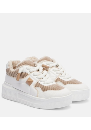 Valentino Garavani One Stud XL leather and corduroy sneakers