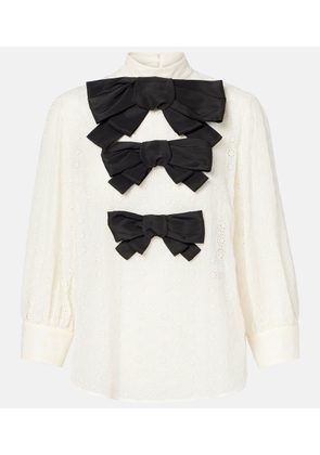 Valentino Mossi bow-detail cotton top