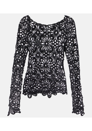 Norma Kamali Off-shoulder cotton-blend crochet top