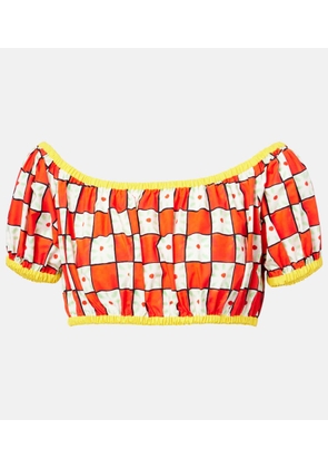 Dolce&Gabbana Patterned cotton crop top