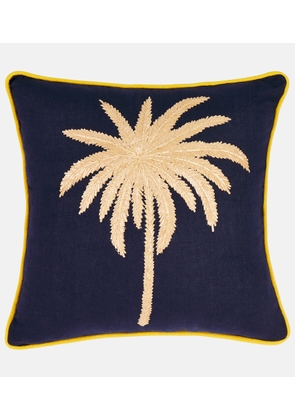 Les-Ottomans Tropical embroidered linen cushion