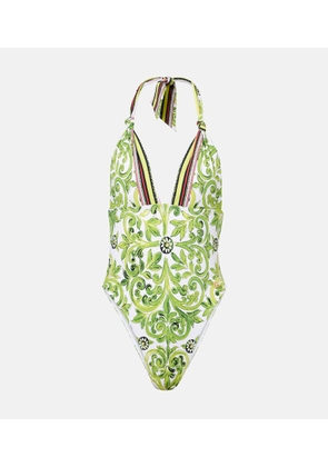 Dolce&Gabbana Printed halterneck swimsuit
