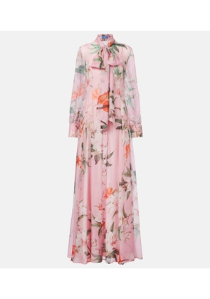 Leo Lin Lilith bow-detail floral chiffon maxi dress