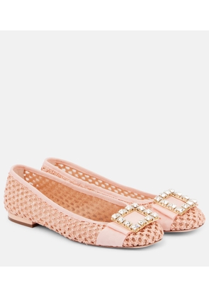 Roger Vivier Tres Vivier embellished raffia ballet flats