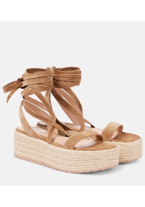 Gianvito Rossi Suede-trimmed platform espadrilles