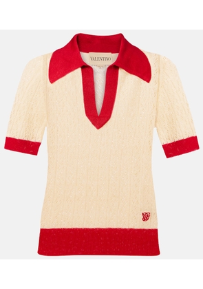 Valentino Linen-blend polo sweater