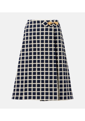 Valentino Checked wool and cotton-blend midi skrit